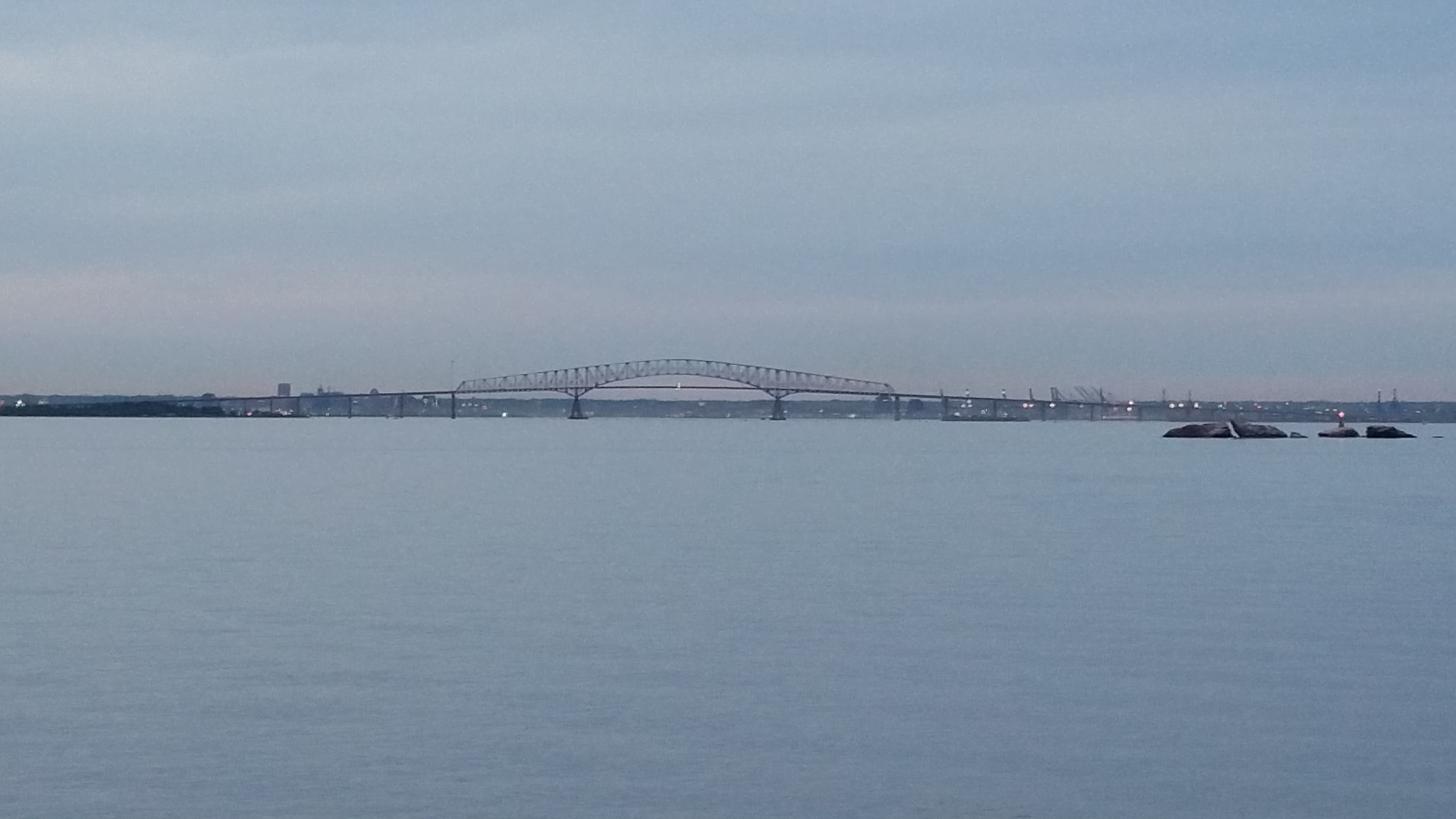 The original Francis Scott Key Bridge spanning the Patapsco River